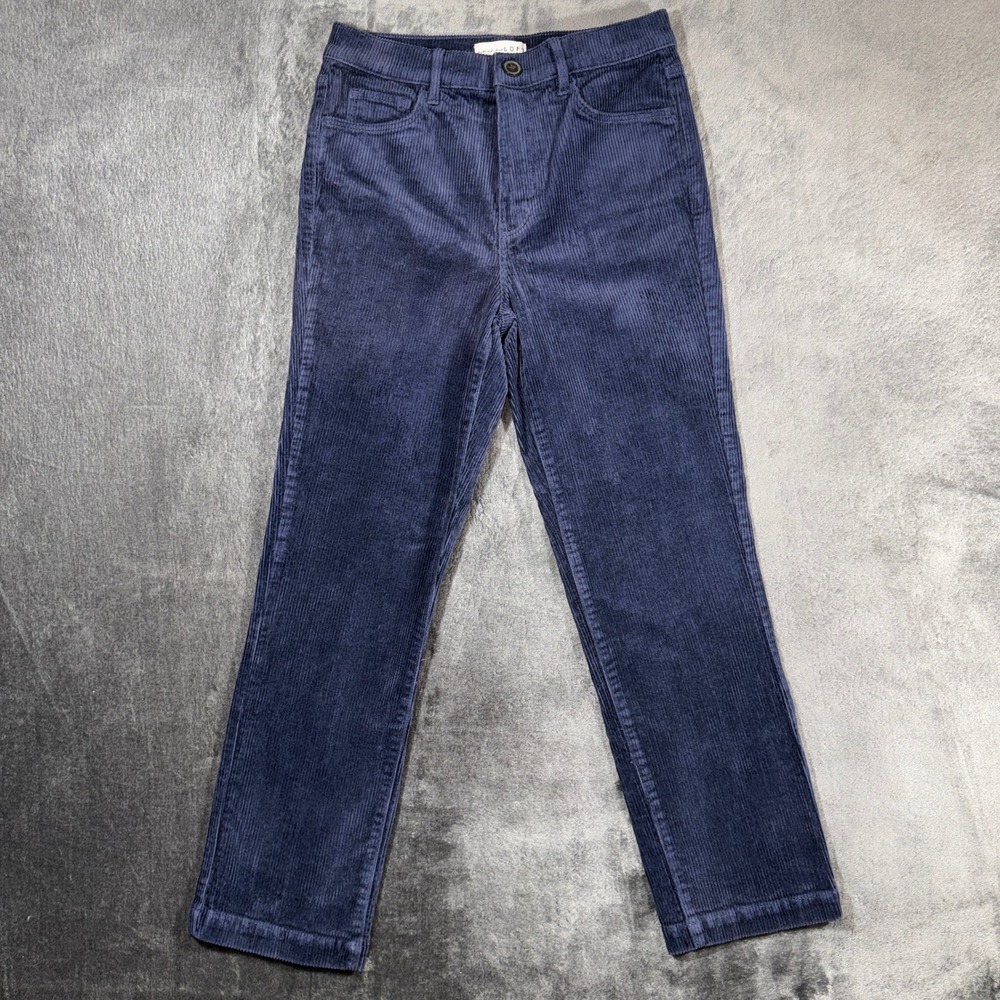 LOFT Navy Blue Corduroy Straight Leg Pants Size 26 / 2 Mid Rise Five Pocket